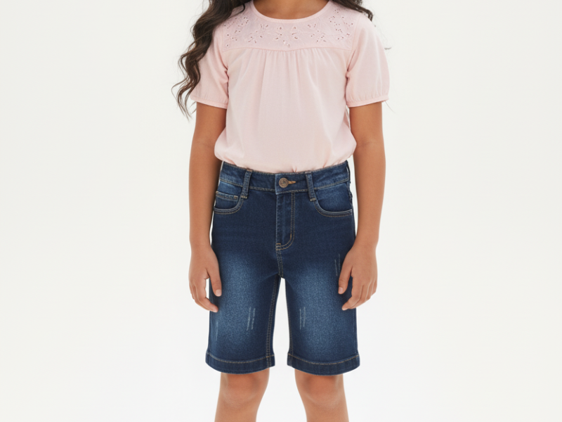 BLUE DENIM SHORTS FOR GIRLS