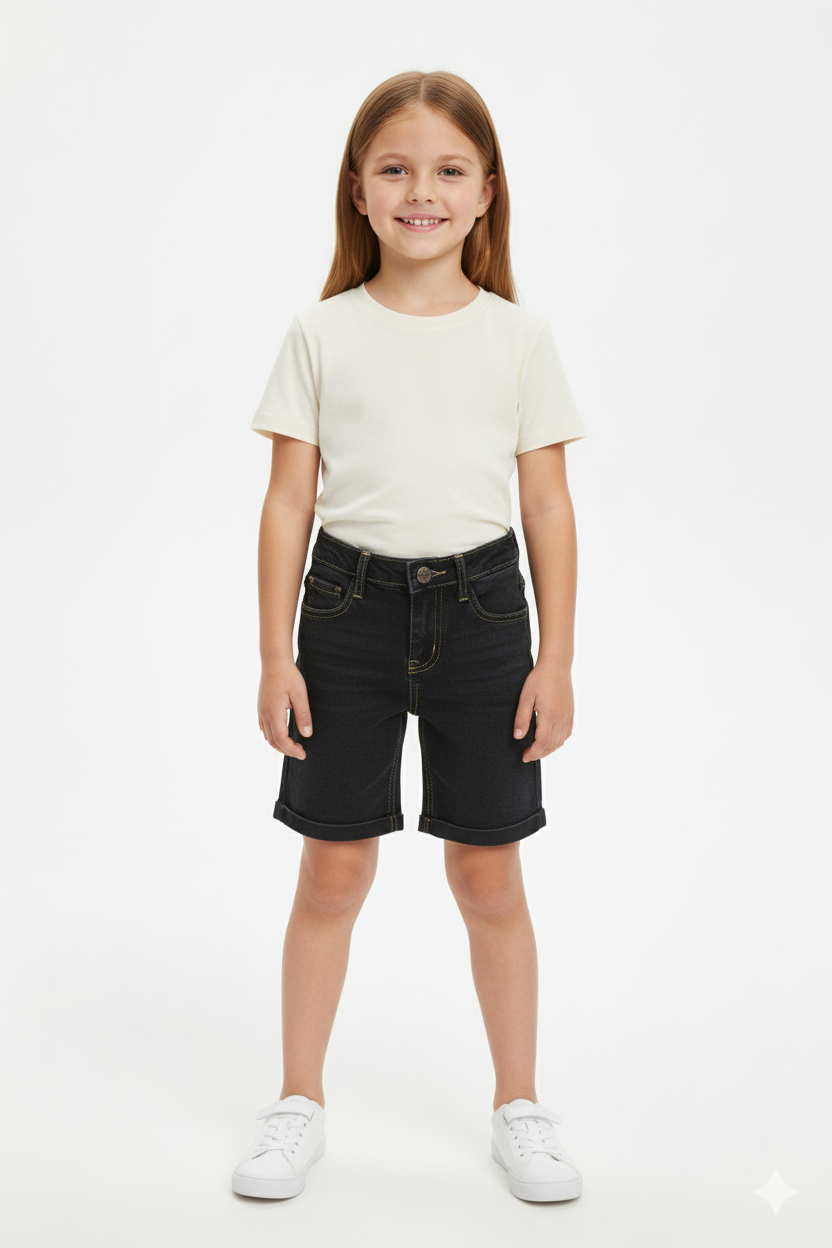 BLACK DENIM SHORTS FOR GIRLS